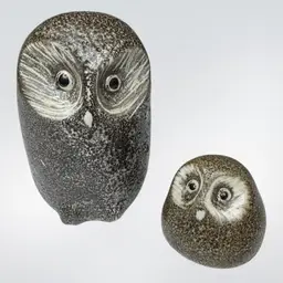 Pigeon Forge Pottery Speckled Lave Texture Set of 2 Owls.