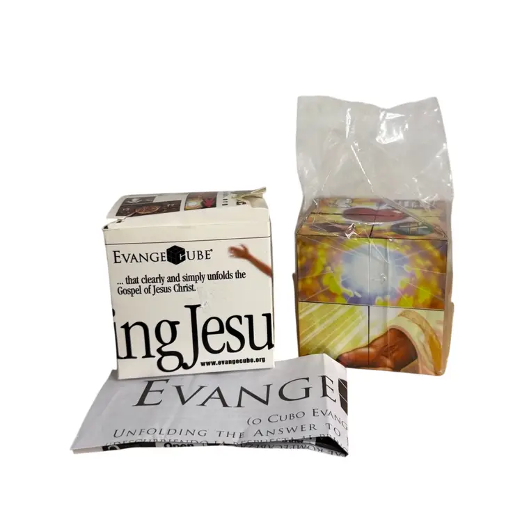 E3 Resources EVANGECUBE Christianity Jesus Christ Picture 2010 Cube Puzzle W/Box & Instructions 
3” Cube