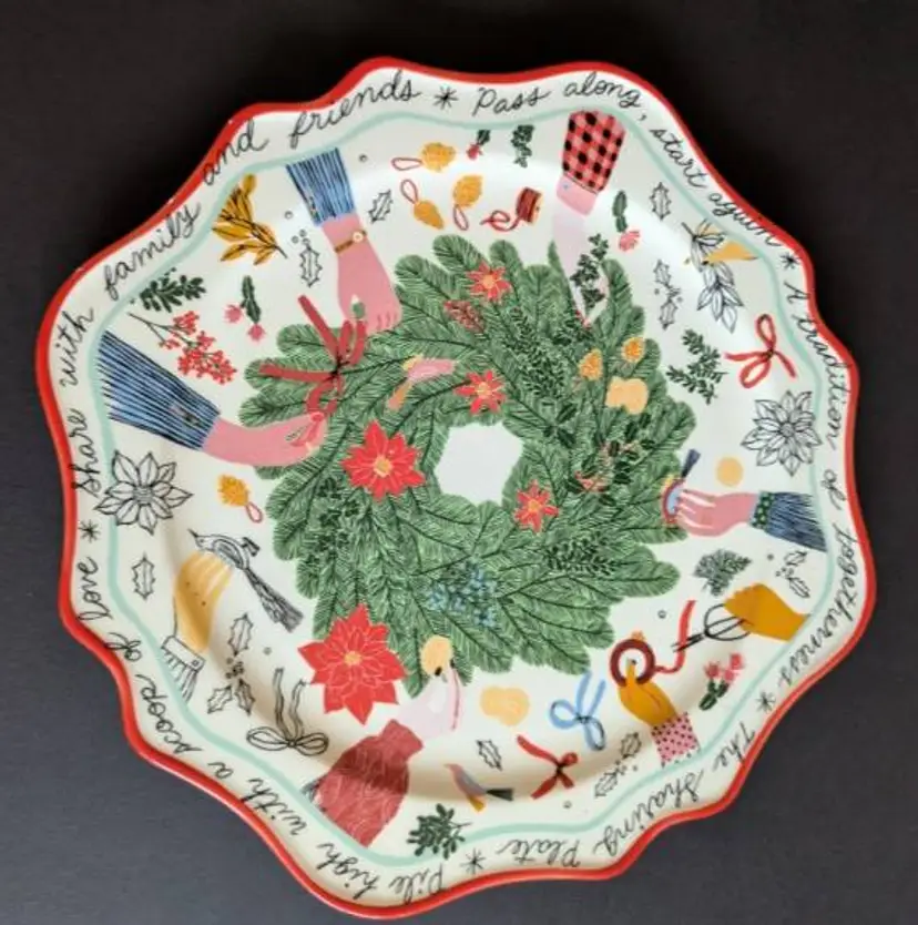 Anthropologie George & Viv Gather Together  Christmas Sharing Plate