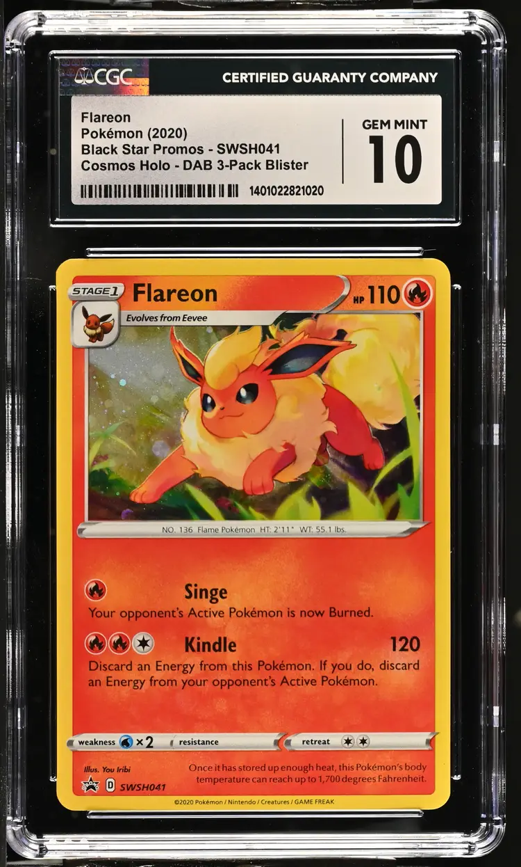 Flareon Black Star Promos - Sword & Shield Cosmos Holo Promo CGC Gem Mint 10 Pokemon 2020 English
