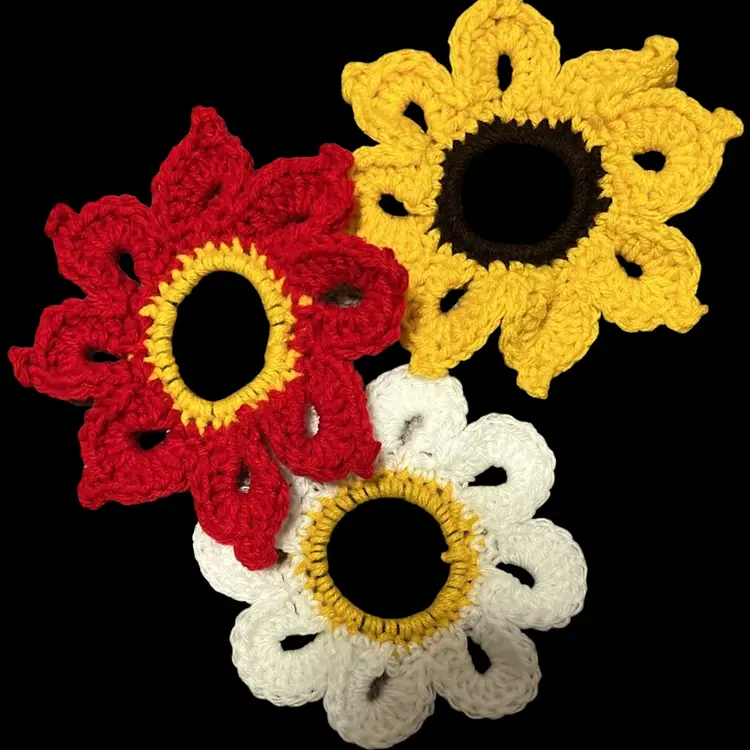 Handmade Crochet Flower Scrunchies