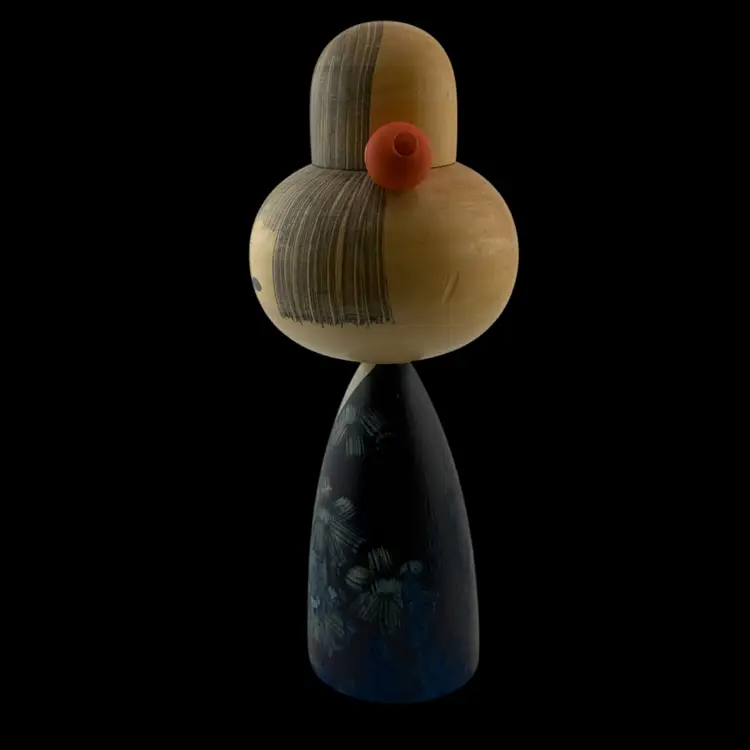 Kokeshi Doll Wood Blue Kimono 7" Japan