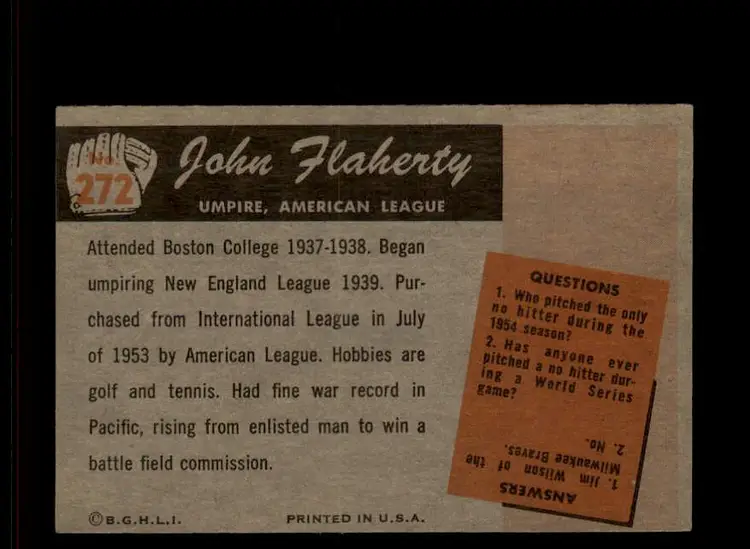 1955 Bowman #272 John Flaherty - (pk-tl3) -