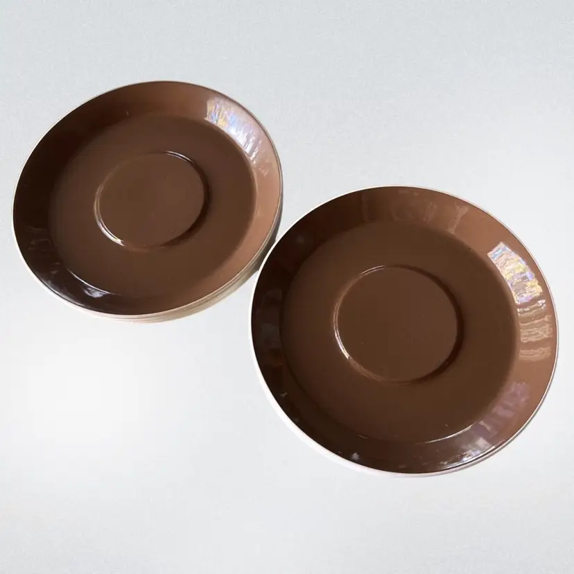 (8)MIKASA DUPLEX Ben Seibel Japan BROWN & White 2258 6 1/4 SAUCERS Ex Condition