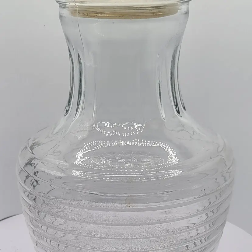 Vintage MCM Anchor Hocking Clear Glass Water/Juice/Tea Pitcher with Beehive Design 91/2"