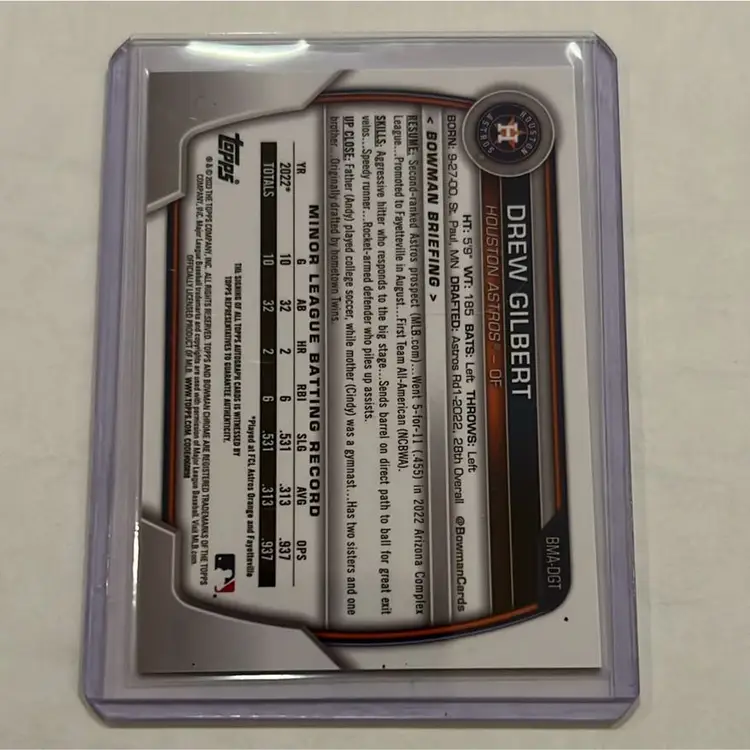 Bowman Chrome 2023 Drew Gilbert Mojo Blue Auto /150