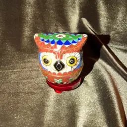 Chinese Cloisonné Owl Trinket Box