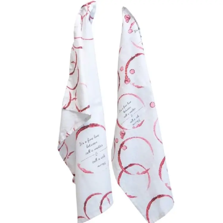 Pourtions “Call A Waiter/Cab” Cotton Kitchen Dishcloth Tea Towels Set Of 2 New