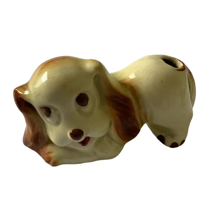 #08 - Dog 🐶 (and Cats) Days Of Summer Sunday-Vintage Ceramic Spaniel Dog Figurine Bud Vase Or Air Plant Vessel 4.5”
By 3"