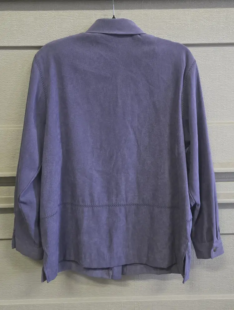 Alfred Dunner Purple Collared Button Up Shirt Size 12