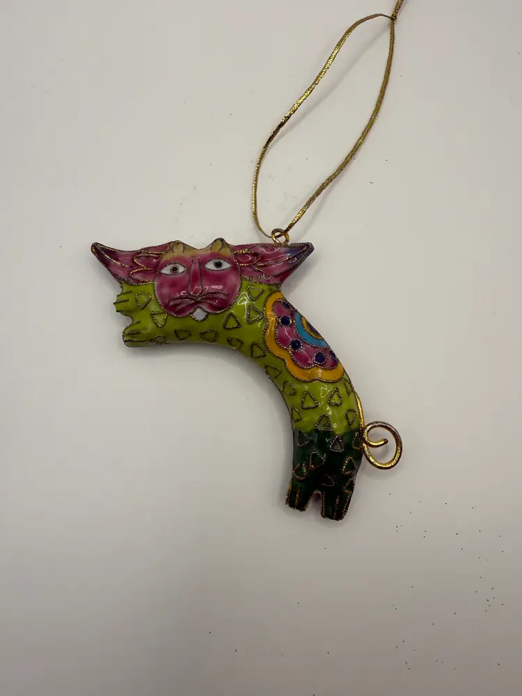 Vintage Cat? with Wings Cloisonné Brass Enamel Ornament Cloisonne