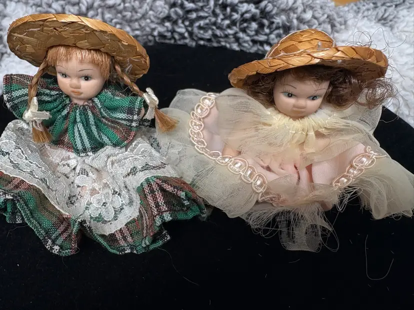Two Vintage Mini Porcelain Dolls