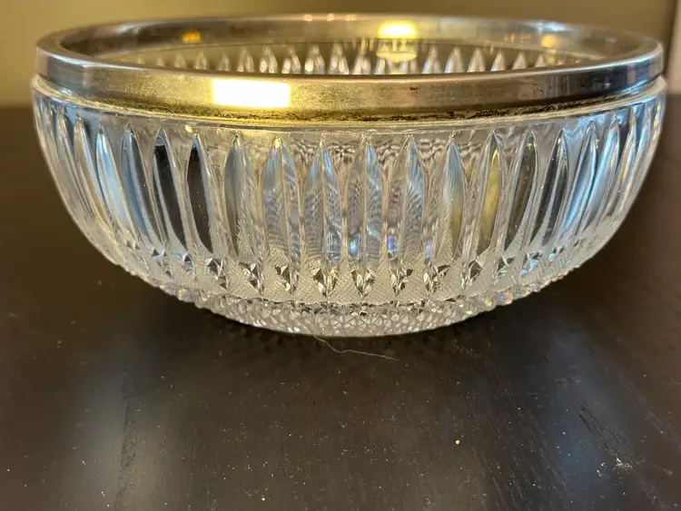 Vintage West German Cut Crystal Serving Bowl