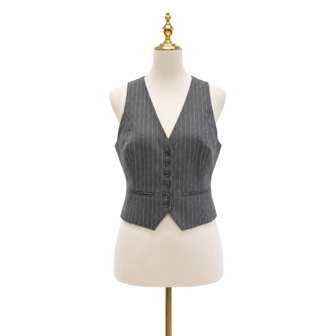 Favorite Daughter Grey Pinstripe Vest Sz M