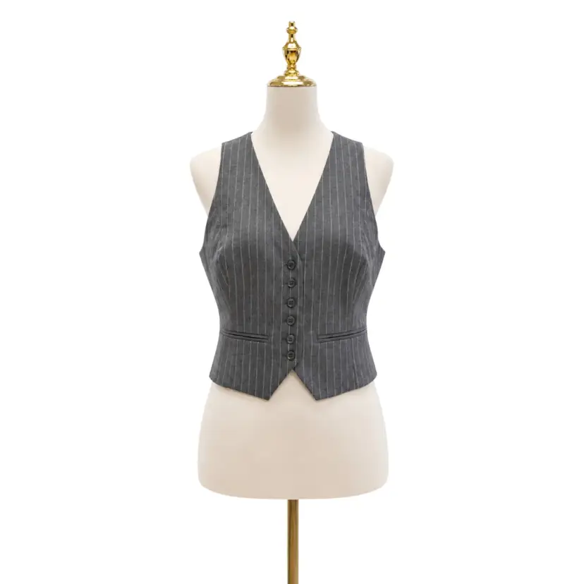 Favorite Daughter Grey Pinstripe Vest Sz M