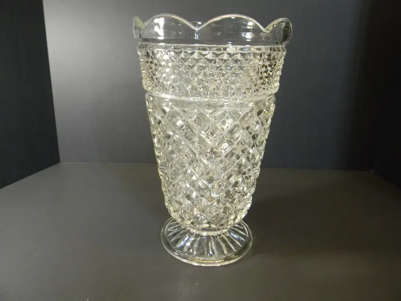 Clear Vase, scalloped rim, Wexford