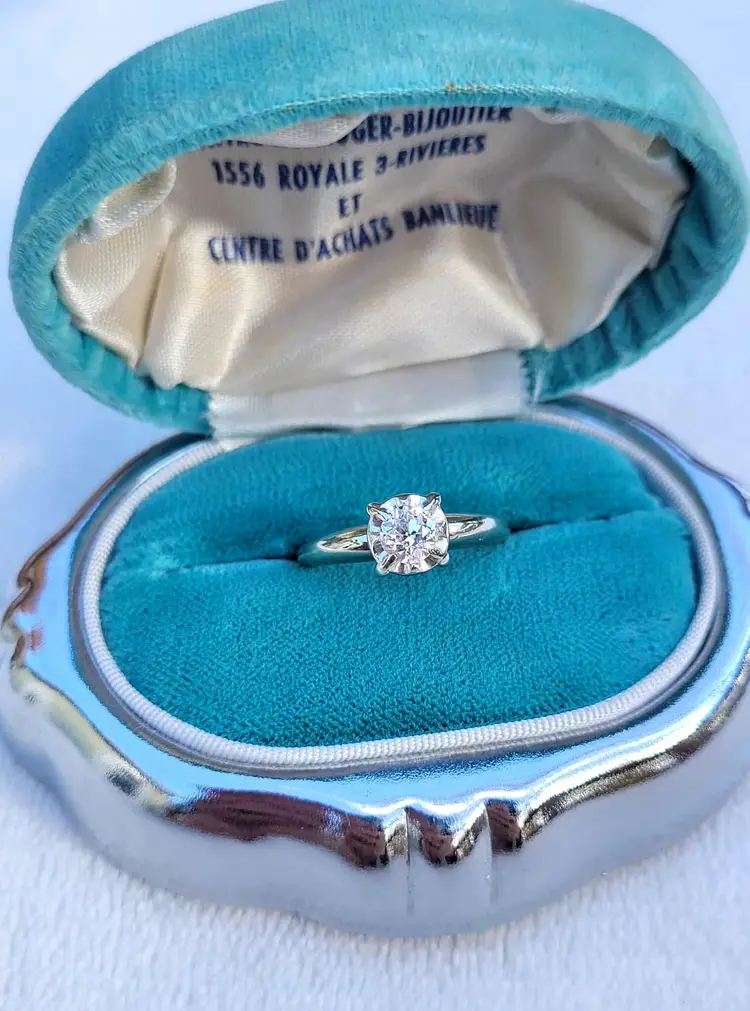 Antique 14k White Gold Old European Cut Diamond Engagement Ring Sz 6.25 -2.96g