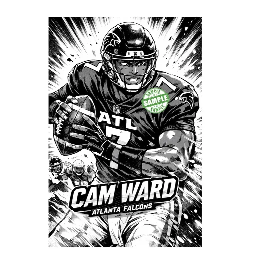 Cam Ward Atlanta Falcons NFL Football 4x6 Art Print Anime Manga Style NEW