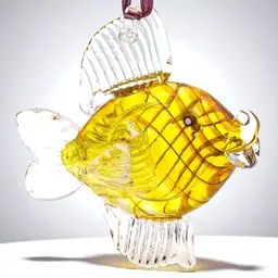 Yellow Fish Hand Blown Art Glass Ornament Hanging Sun Catcher Well Made OOAK