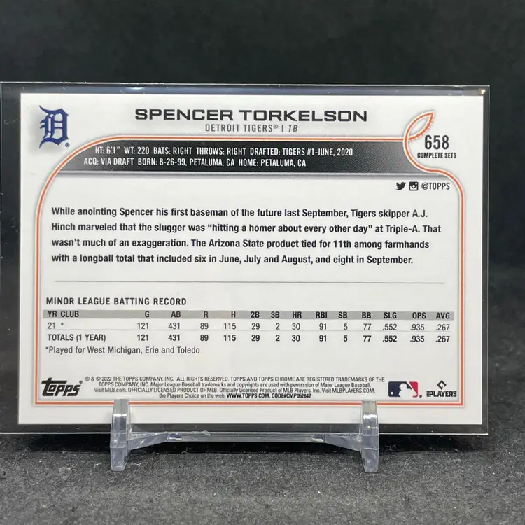 Spencer Torkelson 2022 MONTGOMERY CLUB Special Edition Topps Set Rookie Baseball Card Detroit Tigers