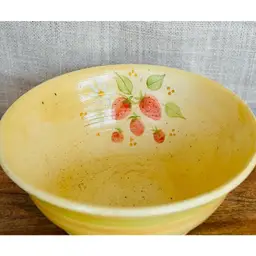 Pine Creek Studio Pottery Strawberry Yellow Mixing Bowl 9" X 4"