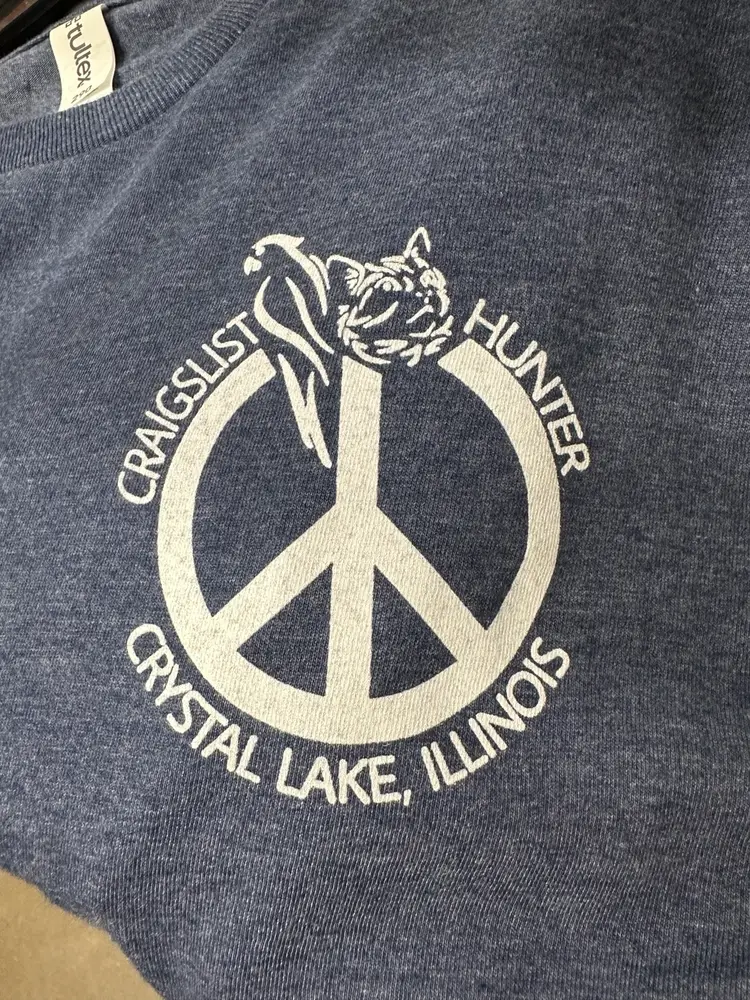 Craigslist Hunter, Classic Navy Blue T-Shirt, Small Honey And Ruby Chest Logo