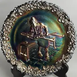 Vintage Fenton 1970 Amethyst Carnival Glass Craftsman Collector Plate