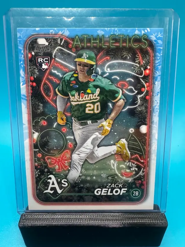 Zack Gelof Topps Holiday Image Variation Holiday Lights RC Oakland Athletics