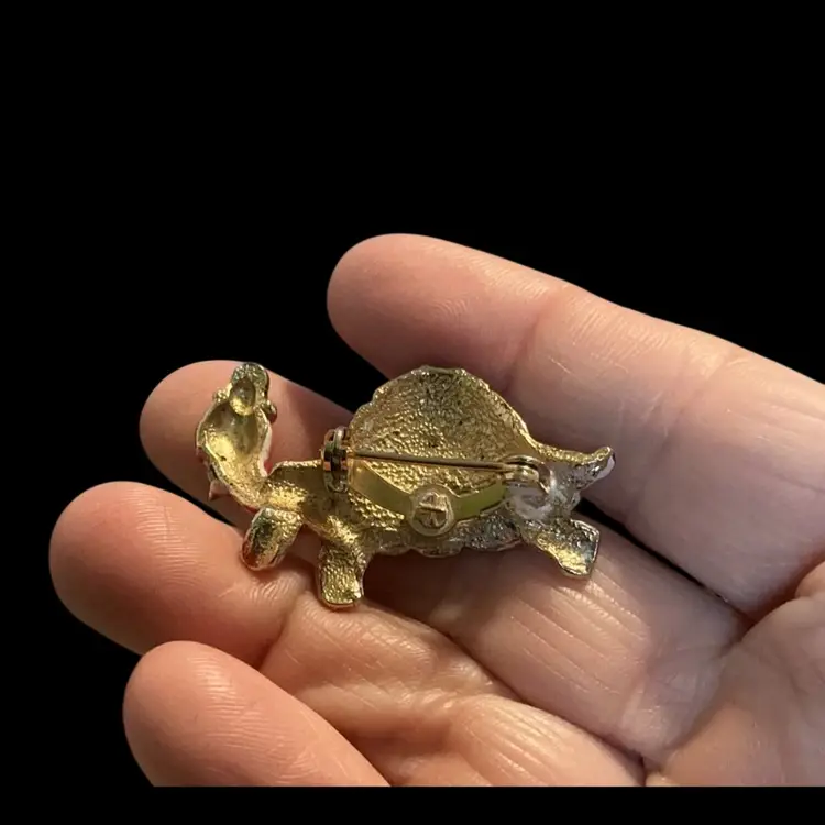 Vintage/ Antique Deco “ Happy Face Turtle”   Hand Painted Brooch / Pin. Not Signed