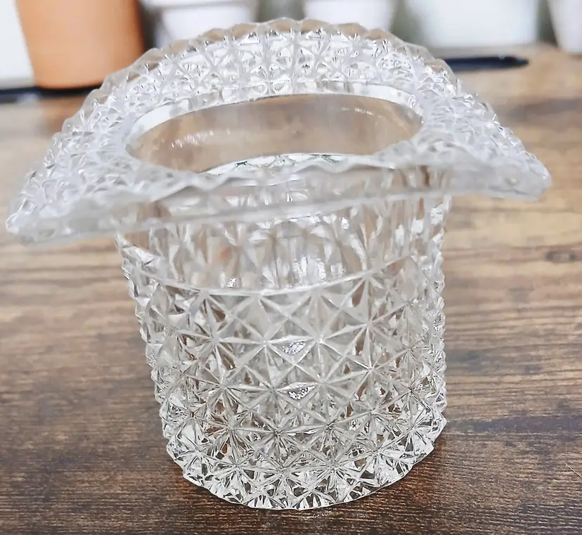 Vintage Fenton Clear Glass Daisy & Button Top Hat