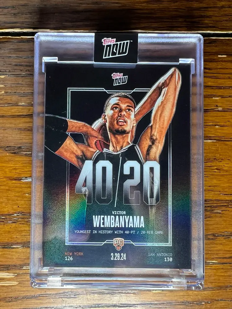 2024 Topps Now Victor Wembanyama RC 40/20 Game.  Spurs
