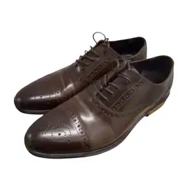 $160 Kenneth Cole Reaction Men's Zac Leather Oxfords in brown 10