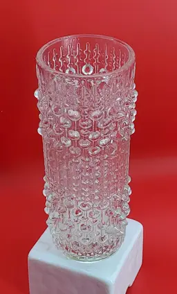 Vintage Czech Glass Sklo Union Candlewax Vase Frantisek Peceny Hermanova Hut 7"