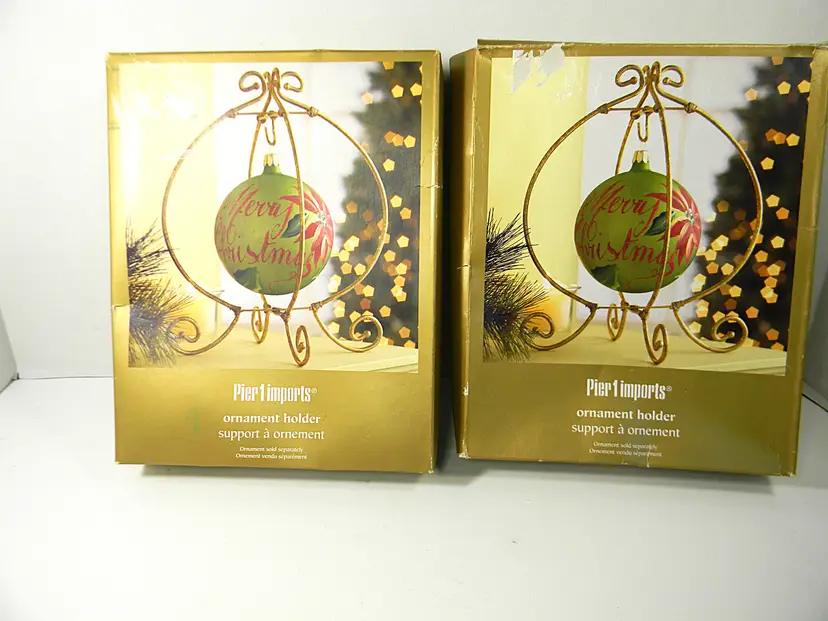 Ornament Holders from Pier 1 Imports brushed Gold (foldable) Set of 2