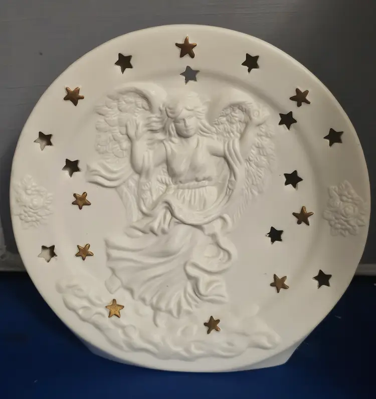 Vintage Guardian Angel and Stars Unique Candle Holder Excellent Condition