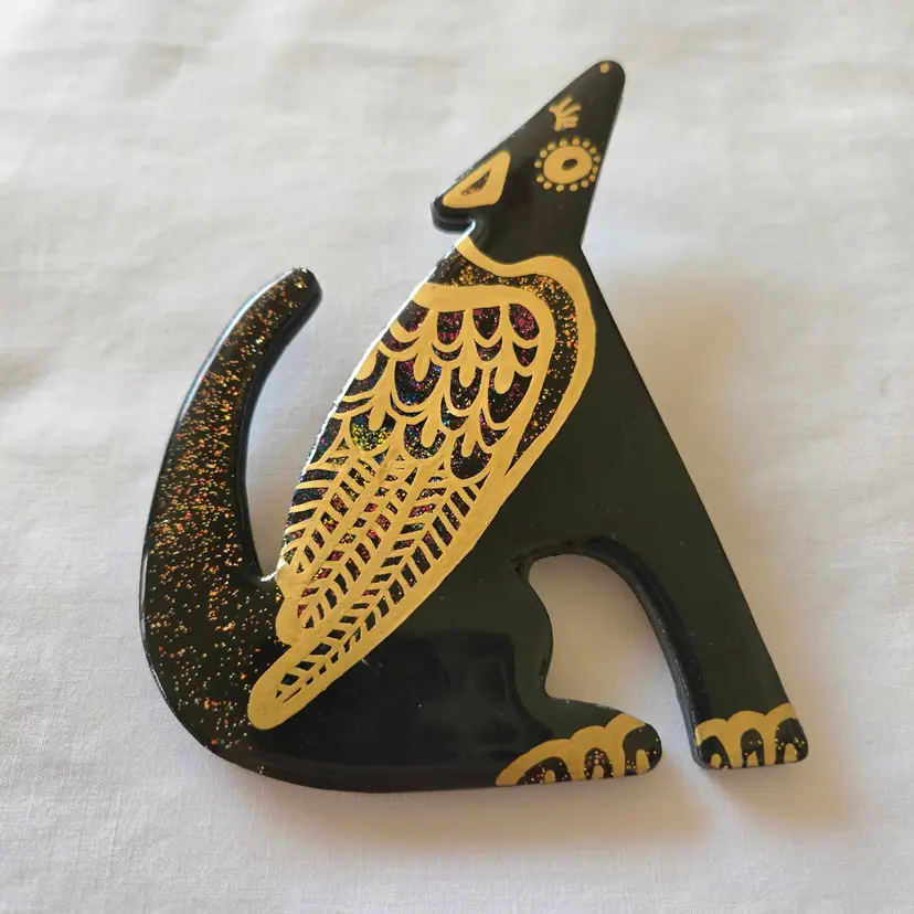 Studio Art Coyote Pin Stephanie Saint-Thomas Hand Made in the USA Signed Dated