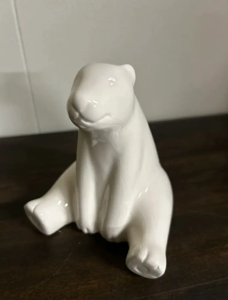 Ceramic White Polar Bear Figurine