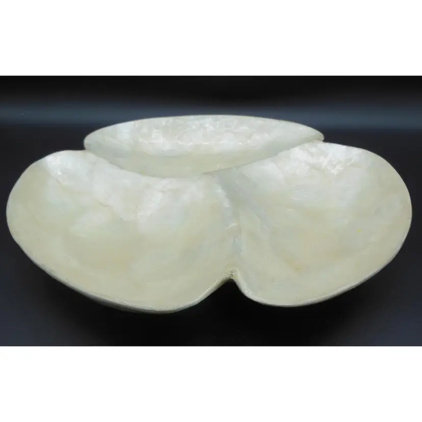 Vintage Capiz Shell, 3-Section Divided Tray, Made In Philippines