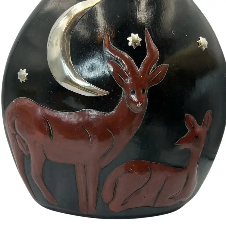 Beautiful Deer Vase Made In Mexico 11.5” x 8” x 5”