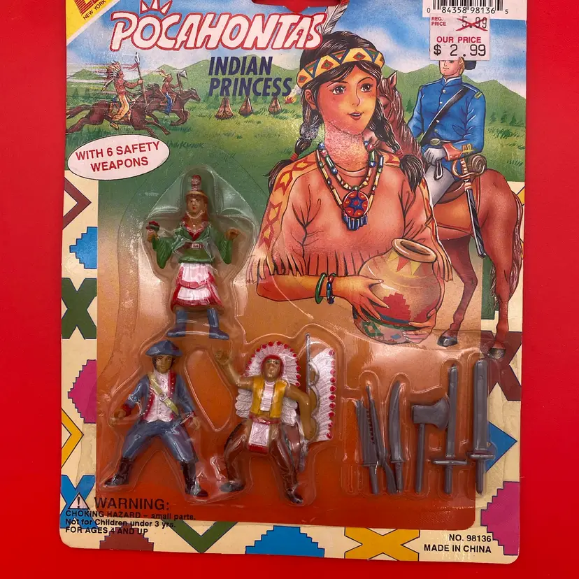 Pocahontas Indian Princess Set of 3 Miniature Figures w/ Weapons - NOS EToys
