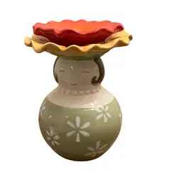Small Ceramic Lady Vase With Flower Hat Grasslands Road 5” X 4” Home Decor Products