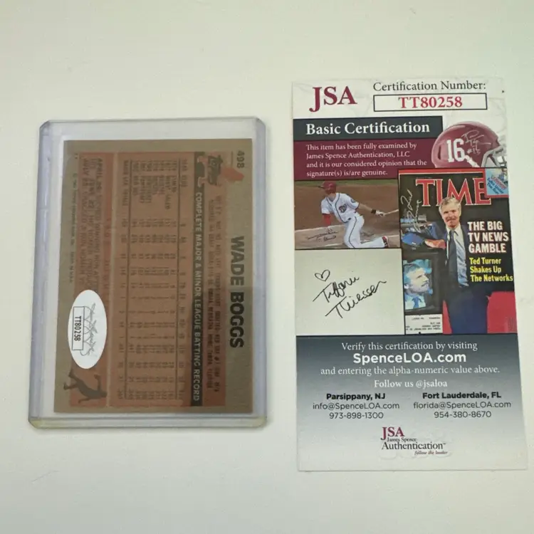 1983 TOPPS #498 WADE BOGGS RC RED SOX HOF JSA AUTHENTIC AUTO