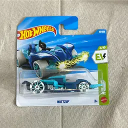 2026 Hot Wheels Short Card 4/10 WATTZUP Series HW EV Blue White