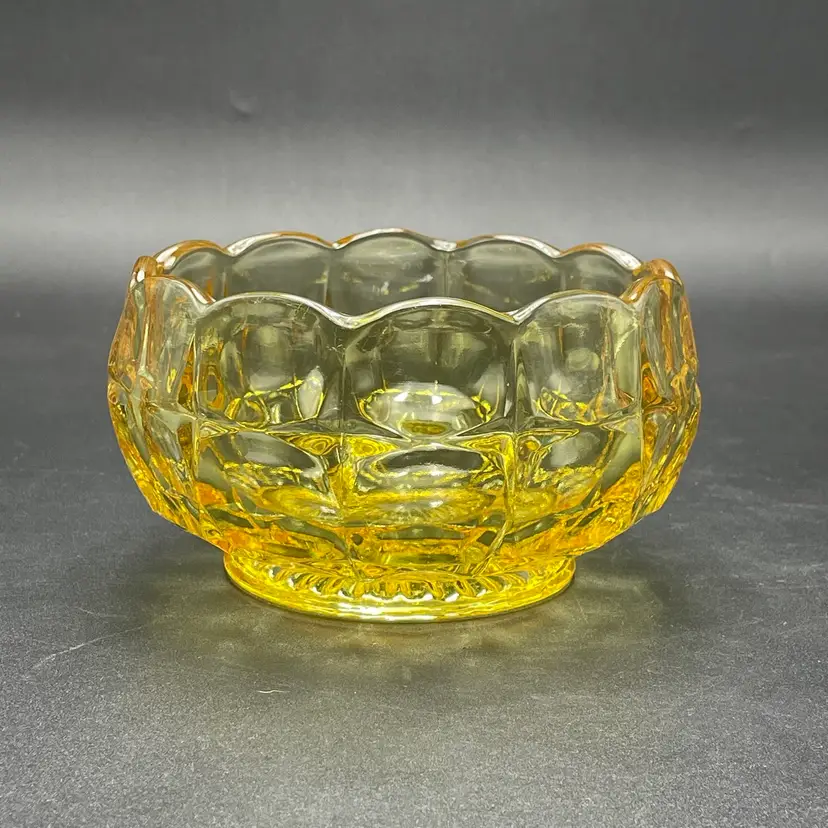 Indiana Glass Tiara Yellow Mist Sunset Constellation Candy Nut Bowl Vintage