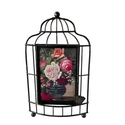 023 Upcycled Floral Bird Cage Frame