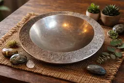 Large Wilton Armetale Reggae Serving Bowl w/ Festive Etched Rim, 14.5 Diameter