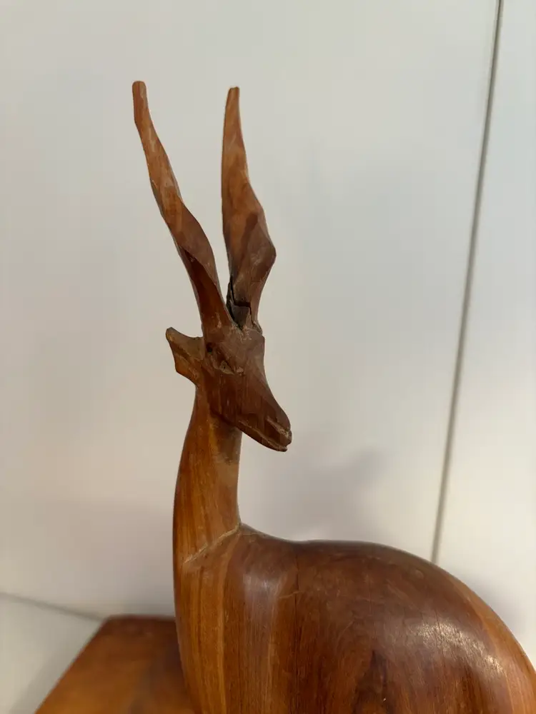 PAIR OF VINTAGE WOOD HAND CARVED IN KENYA GAZELLES