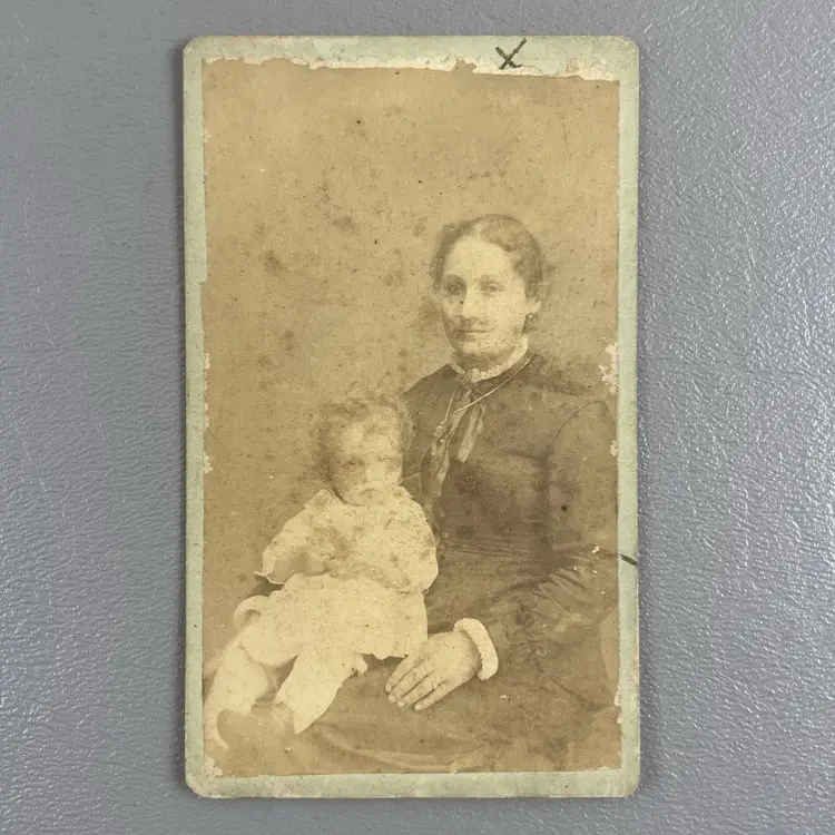 Antique Photo Cabinet Card Mother & Child Woman Daughter Toddler Girl
