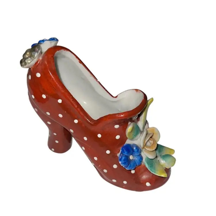 High Heel Polka Dot Shoe 👠 Made In Japan With Flowers