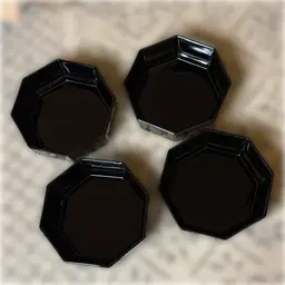 #01 Set of Four Vintage Arcoroc France Black Octagon Bowls